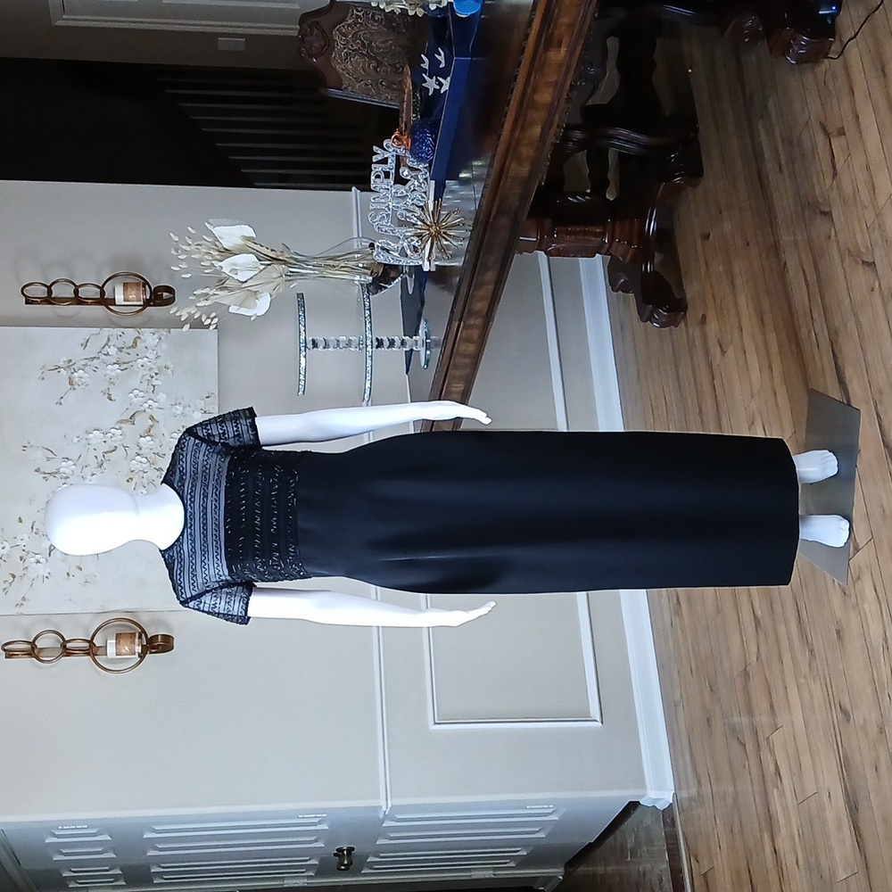 Black Beaded Sheer Illusion Maxi Dress By Marie St. Claire. Size 4
